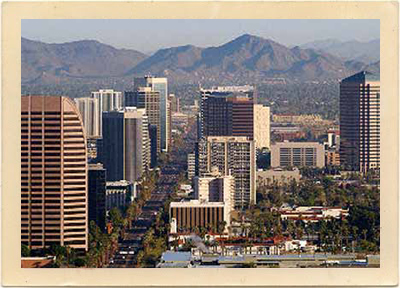 A more modern day vieww of downtown Phoenix, Arizona.
