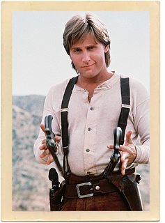 Emilio Estevez, in costume, guns and all, for his role as William H. Bonney (a.k.a “Billy the Kid,”) in the 1990 western, “Young Guns II.”