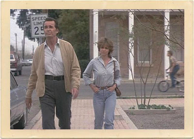 James Garner and Sally Field walk down a street in Florence, Arizona, in a scene from the 1985 movie, “Murphy’s Romance.”